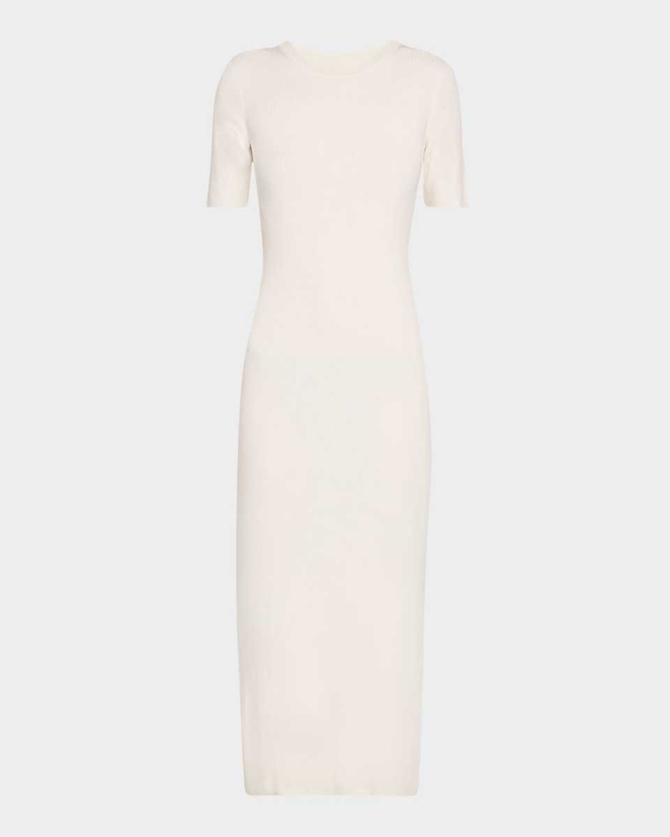 Ribbed Half-Sleeve Sweater Dress